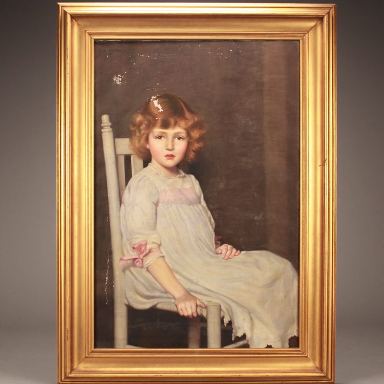 LOT 255 RALPH D. MCLELLAN, PORTRAIT OF A YOUNG GIRL IN WHITE, OIL ON ...