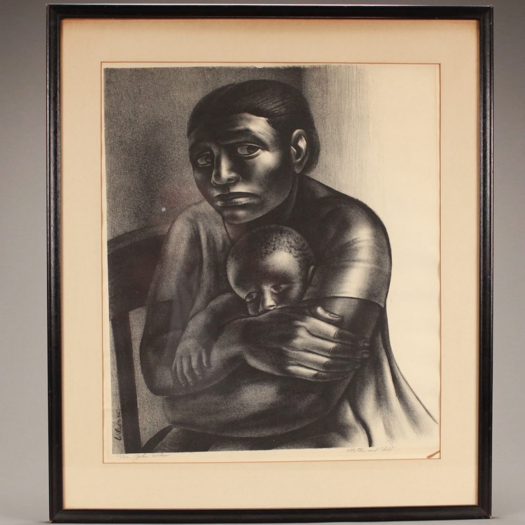LOT 120 JOHN WOODROW WILSON, “MOTHER AND CHILD”, IMPORTANT LITHOGRAPH
